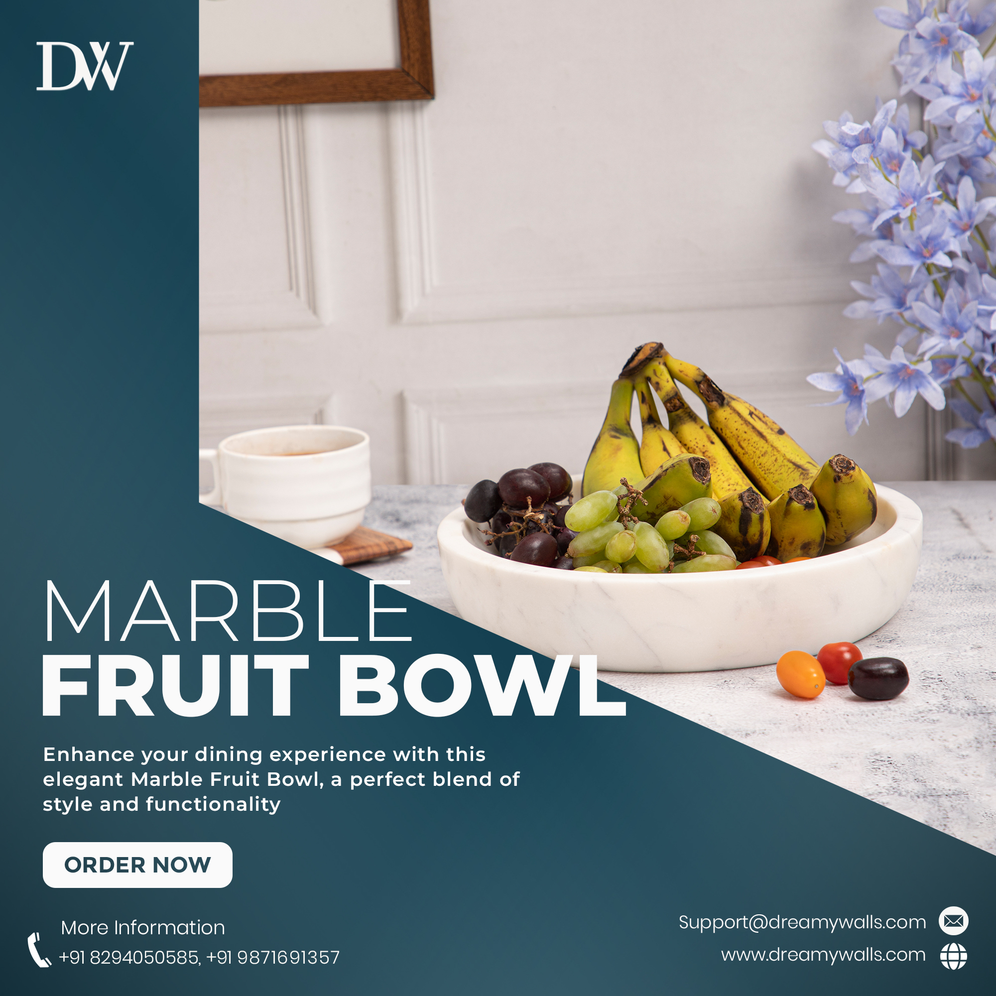 Elegant Marble Fruit Bowl - Stylish Centerpiece For Your Home